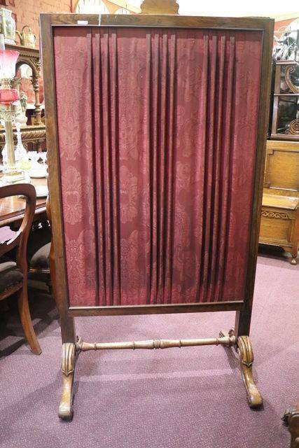 Victorian Rosewood Tapestry Fire Screen  English  C1840     