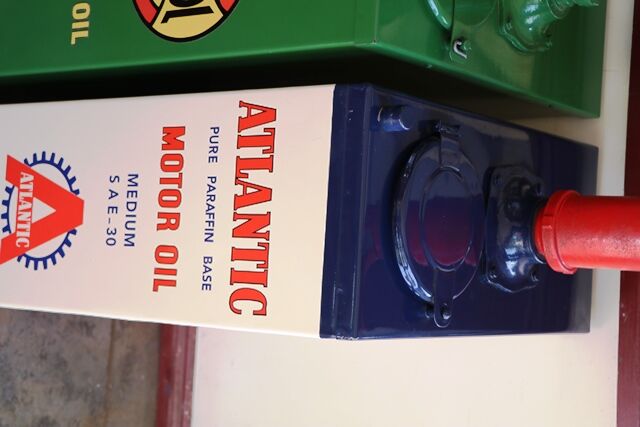 Vintage Atlantic Motor Oil Hi Boy Garage Dispenser 