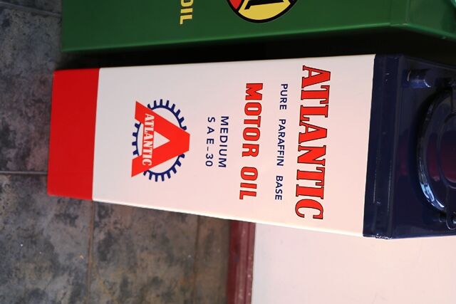 Vintage Atlantic Motor Oil Hi Boy Garage Dispenser 