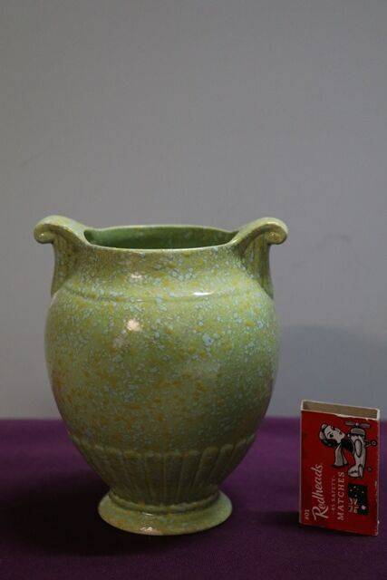 Vintage Crown Devon Speckle Green Vase 