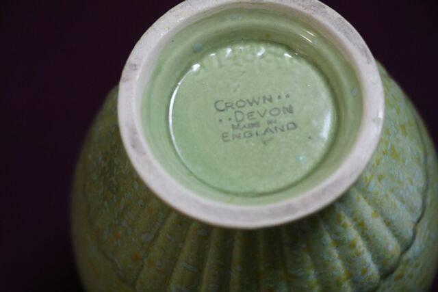 Vintage Crown Devon Speckle Green Vase 