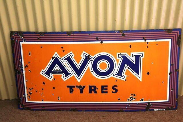 Vintage English Made AVON Tyres Advertising Sign 