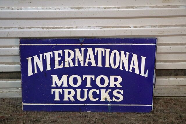 Vintage International Motor Trucks Double Sided Enamel Sign 