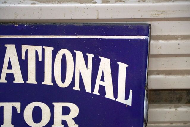 Vintage International Motor Trucks Double Sided Enamel Sign 