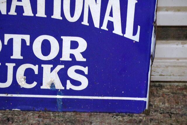 Vintage International Motor Trucks Double Sided Enamel Sign 