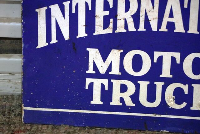 Vintage International Motor Trucks Double Sided Enamel Sign 