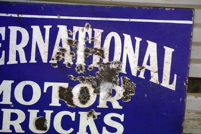 Vintage International Motor Trucks Double Sided Enamel Sign 