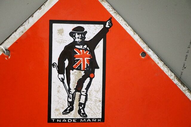 Vintage John Bull Tyres Double Sided Enamel Pictorial Sign 