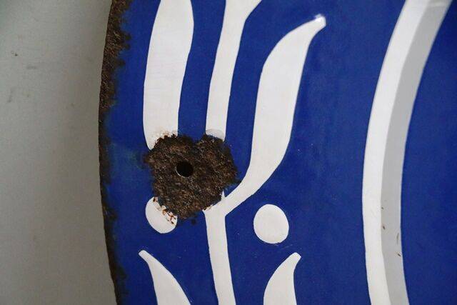 Vintage Mercedes Benz Circular Enamel Advertising Sign 