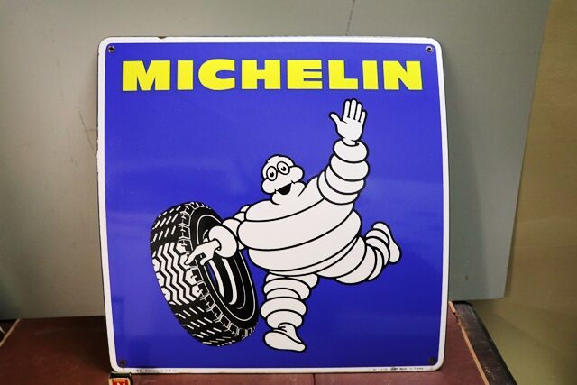 Vintage Michelin Bibendum Pictorial Enamel Sign 