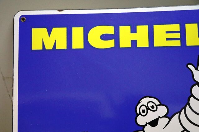 Vintage Michelin Bibendum Pictorial Enamel Sign 