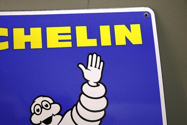 Vintage Michelin Bibendum Pictorial Enamel Sign 