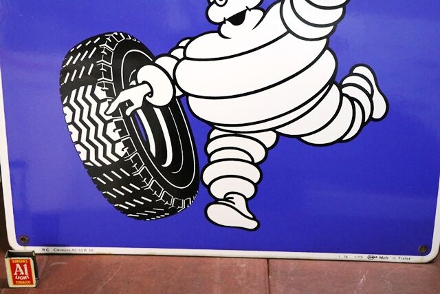 Vintage Michelin Bibendum Pictorial Enamel Sign 