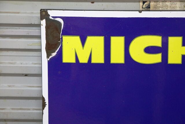 Vintage Michelin Square Edge Enamel Advertising Sign 