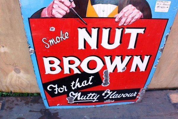 Vintage Nut Brown Pictorial Enamel Sign
