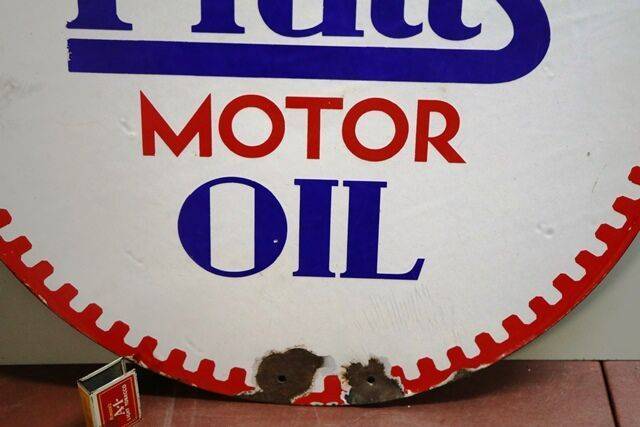 Vintage PRATTS Motor Oil Circular Double Sided Enamel Sign 