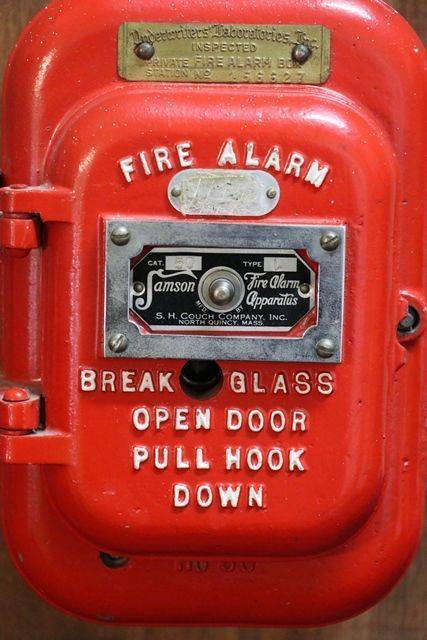 Vintage Samson Fire Alarm Pull Down Call Box Wall Mount  