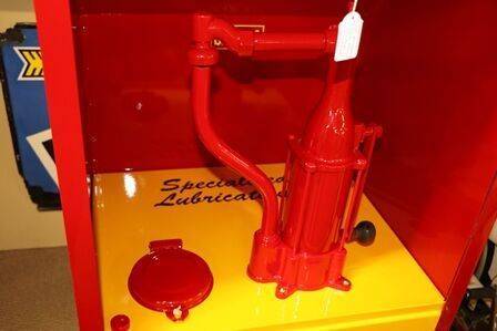 Vintage Shell Stickman Single Pump Garage Lubester Cabinet