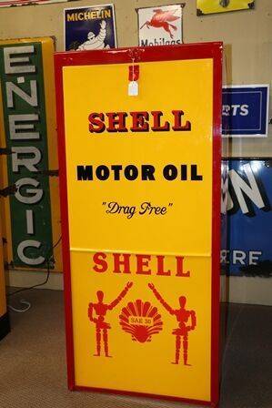 Vintage Shell Stickman Single Pump Garage Lubester Cabinet