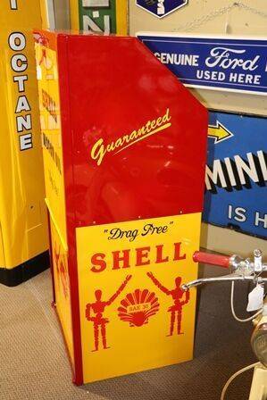 Vintage Shell Stickman Single Pump Garage Lubester Cabinet