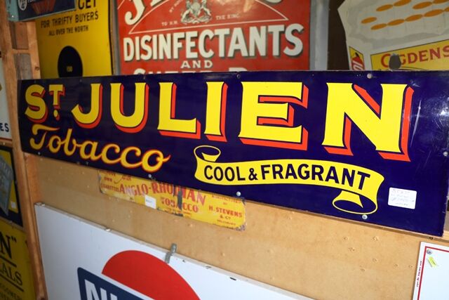 Vintage St Julien Tobacco Enamel Advertising Sign 