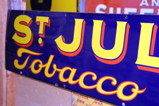 Vintage St Julien Tobacco Enamel Advertising Sign 