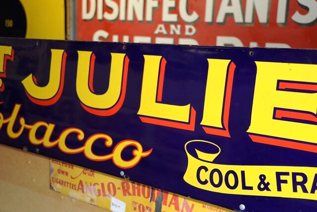 Vintage St Julien Tobacco Enamel Advertising Sign 
