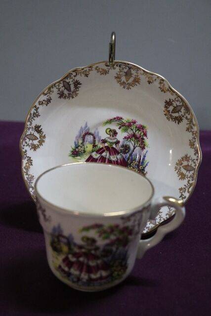 Vintage Washington Pottery Crinoline Lady Cup+Saucer 
