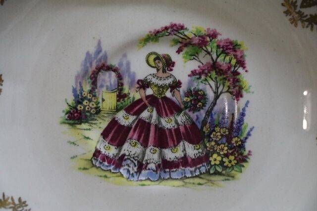Vintage Washington Pottery Crinoline Lady Cup+Saucer 
