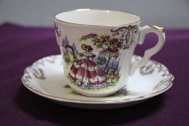 Vintage Washington Pottery Crinoline Lady Cup+Saucer 