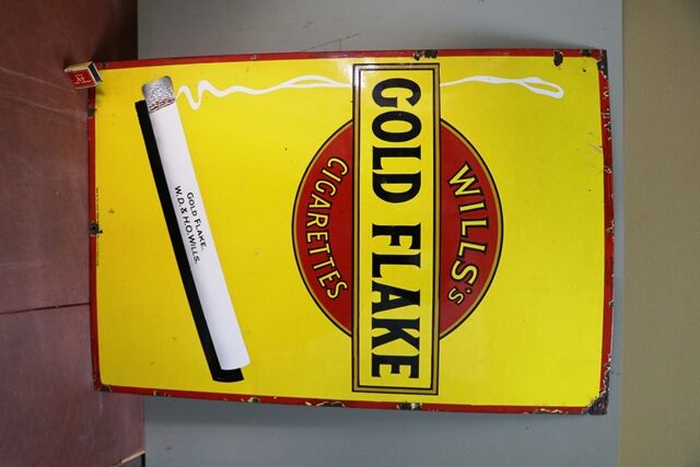 Vintage Willand39s Gold Flake Cigarettes Enamel Adv Sign 