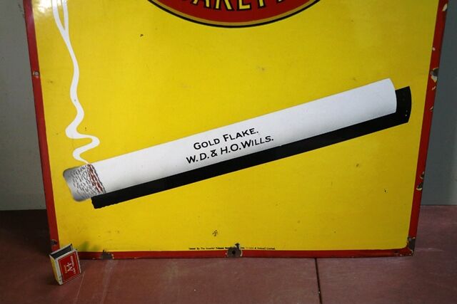 Vintage Willand39s Gold Flake Cigarettes Enamel Adv Sign 