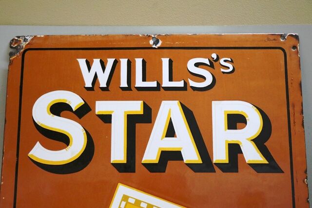 Vintage Willand39s Star Cigarettes WD and HO Willand39s Enamel Pictorial Sign 