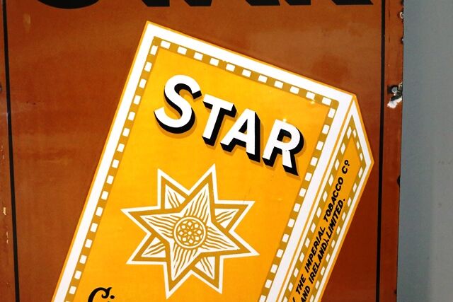 Vintage Willand39s Star Cigarettes WD and HO Willand39s Enamel Pictorial Sign 