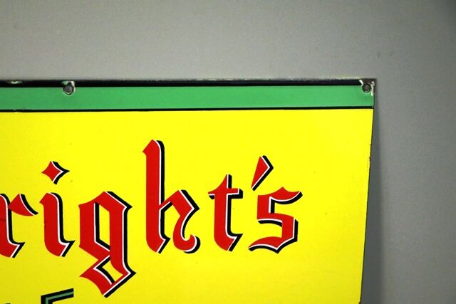 Vintage Wrights Table Waters Enamel Advertising Sign 