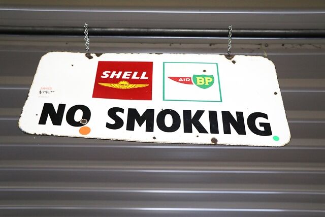 Vintage and Rare AeroShell and BP Air Enamel No Smoking Sign 
