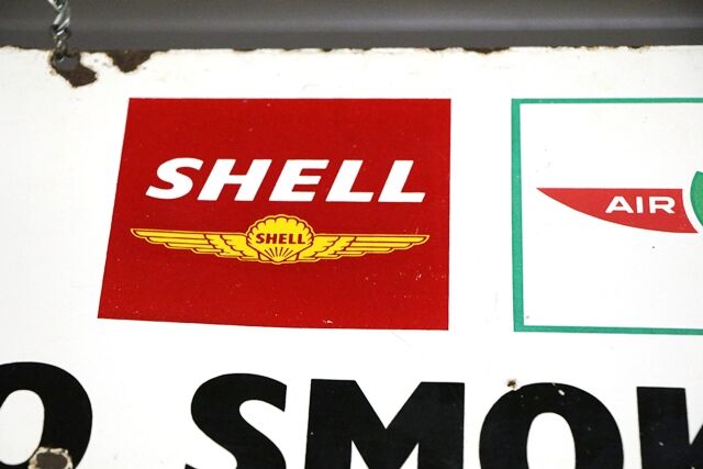 Vintage and Rare AeroShell and BP Air Enamel No Smoking Sign 