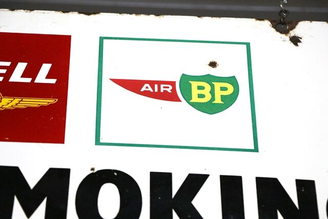 Vintage and Rare AeroShell and BP Air Enamel No Smoking Sign 