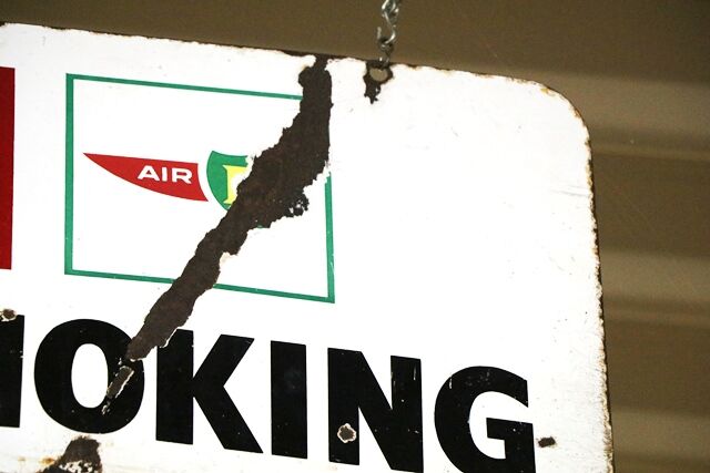 Vintage and Rare AeroShell and BP Air Enamel No Smoking Sign 