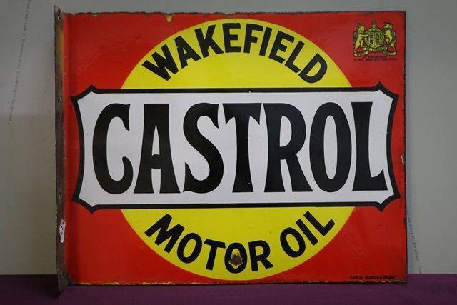 Wakefield Castrol Motor Oil Double Sided Enamel Sign 