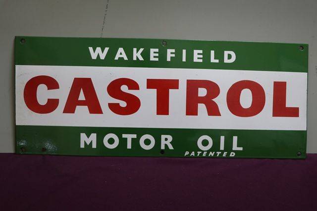 Wakefield Castrol Motor Oil Enamel Advertising Sign 
