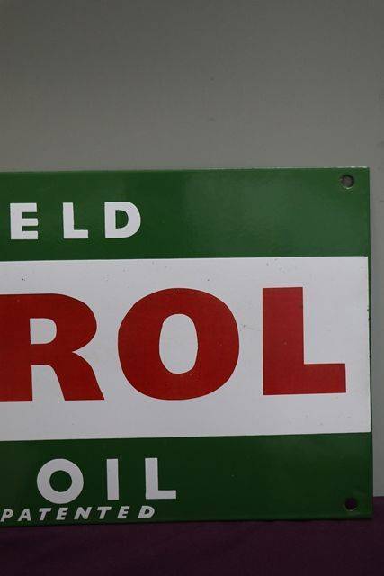 Wakefield Castrol Motor Oil Enamel Advertising Sign 