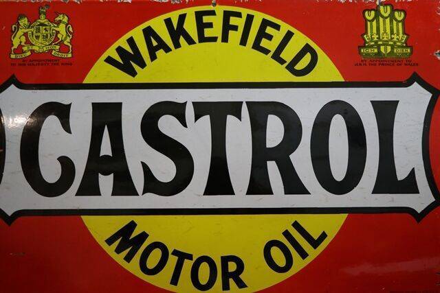 Wakefield Castrol Motor Oil Enamel Advertising Sign 