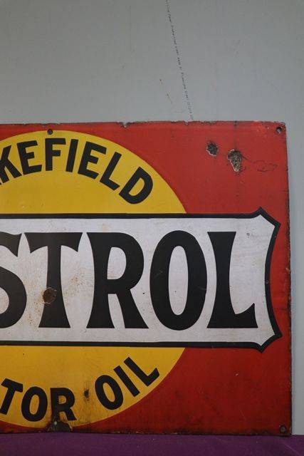 Wakefield Castrol Motor Oil Enamel Advertising Sign  