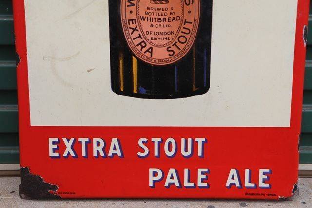 Whitbreadand39s Extra Stout Pale Ale Enamel Advertising Pub Sign 