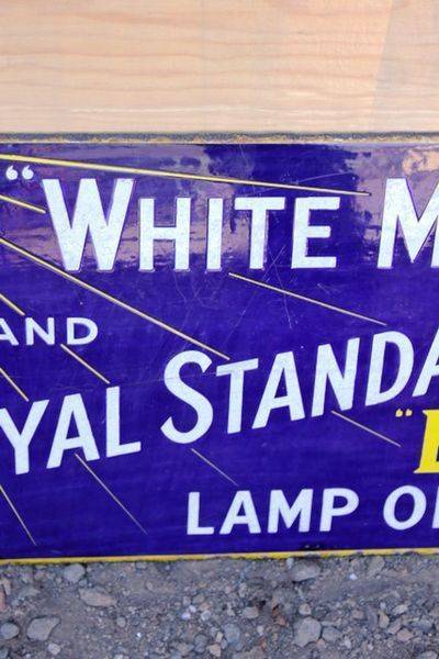 White And May Royal Standard BP Lamp Oil Double Sided Enamel Sign