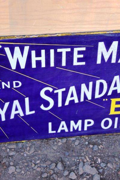 White And May Royal Standard BP Lamp Oil Double Sided Enamel Sign