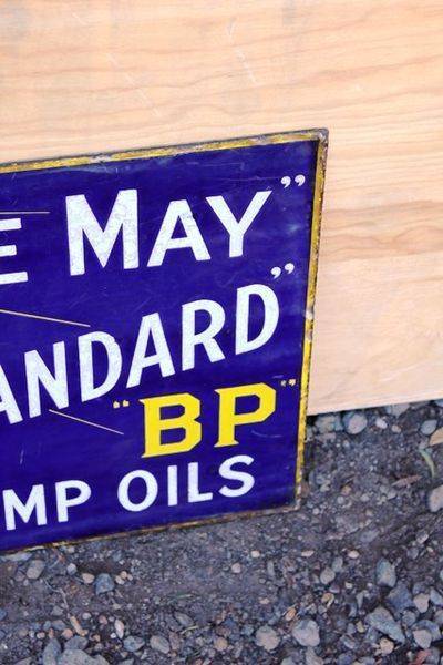 White And May Royal Standard BP Lamp Oil Double Sided Enamel Sign