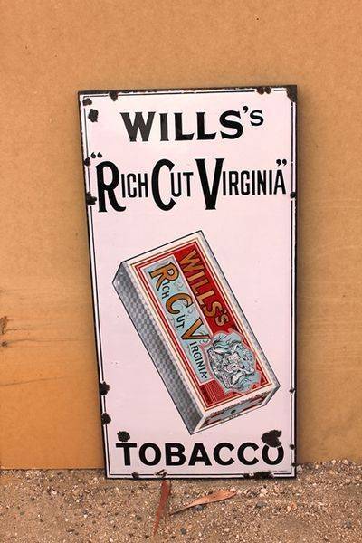 Wills Rich Cut Virginia Tobacco Pictorial Enamel Sign