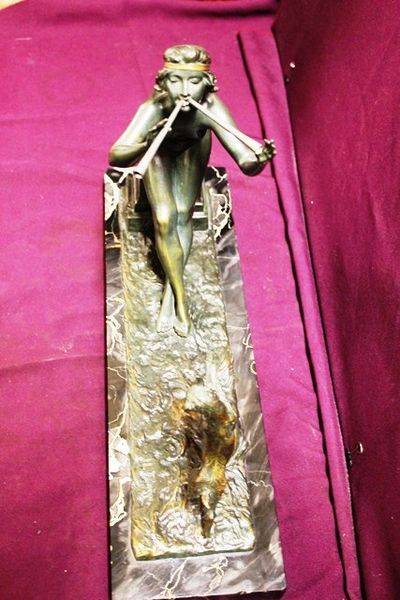 Wood Nymph And Kid   Bronze By H Fugere     